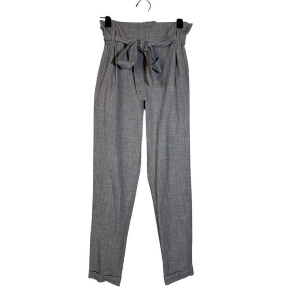 Streetwear Society Gray Paperbag Waist Belted Dressy Pants Women Sz XS